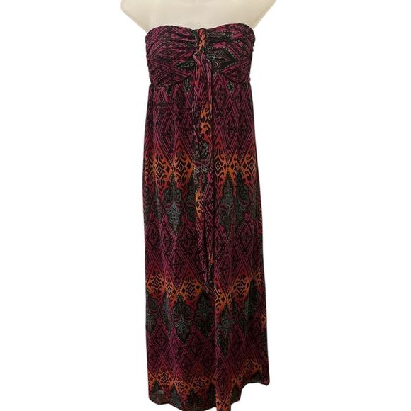 Xhiliration Maxi Tie Halter Dress Boho Print Dress Long Medium M NWOT - Picture 2 of 9